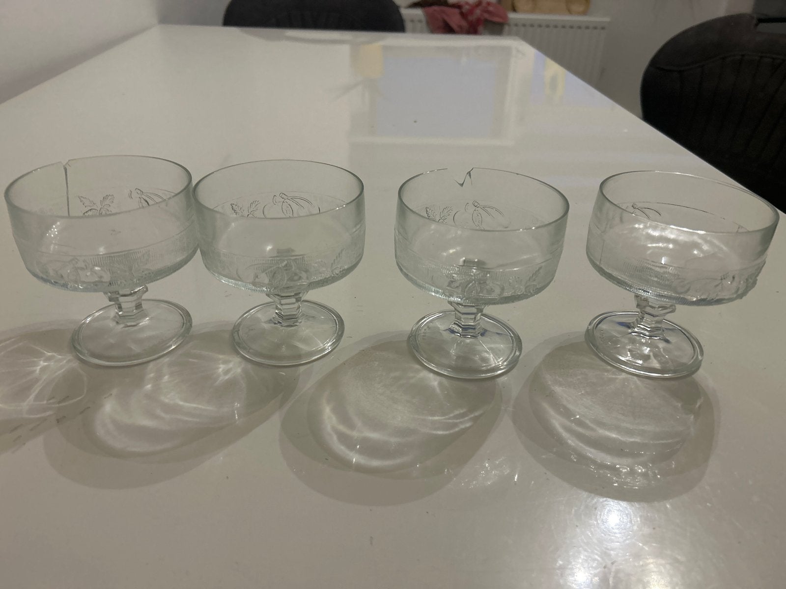 Set van 4 vintage glazen dessertcoupes, Ophalen of Verzenden