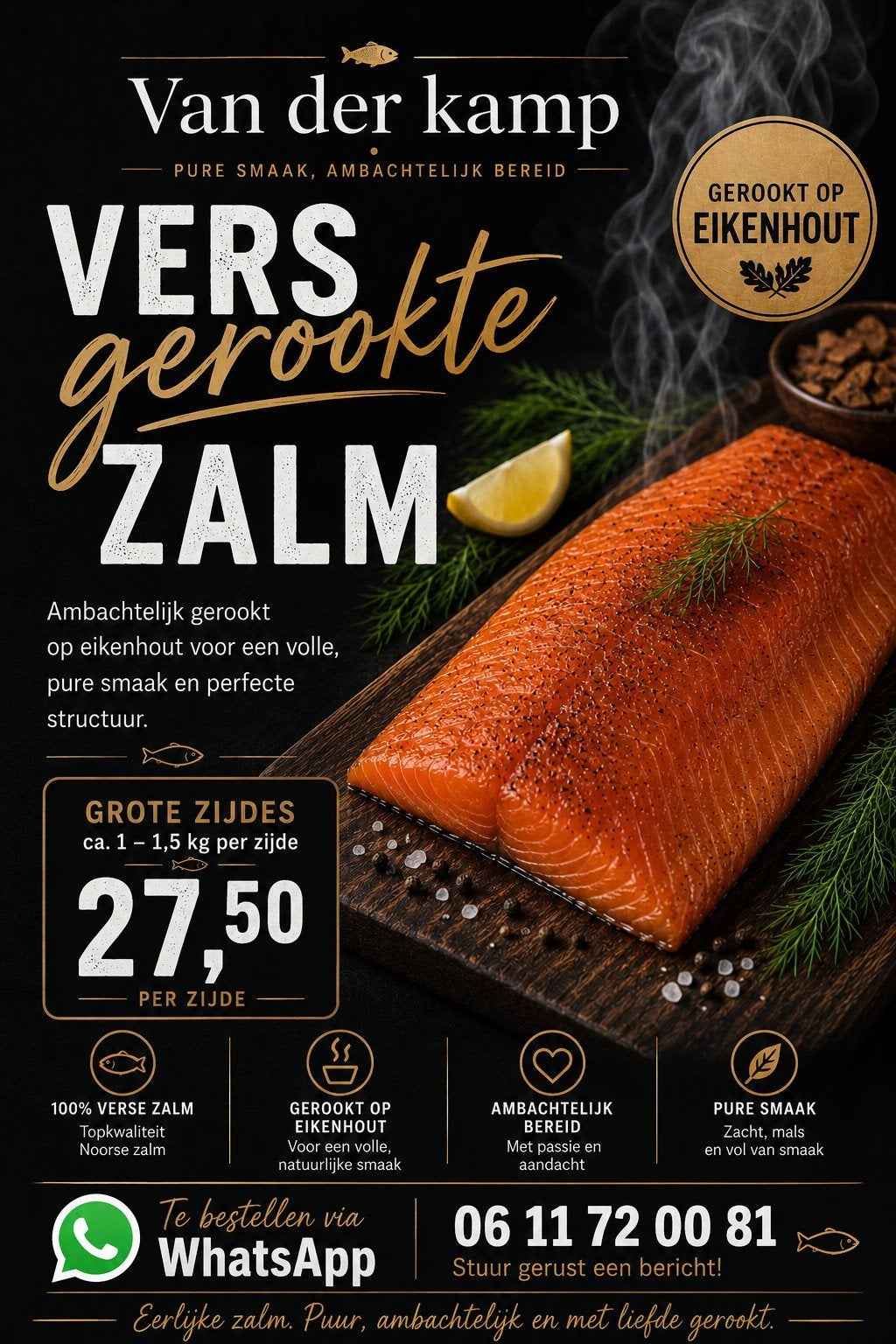 vers gerookte zalm op eikenhout, Diversen, Levensmiddelen, Ophalen