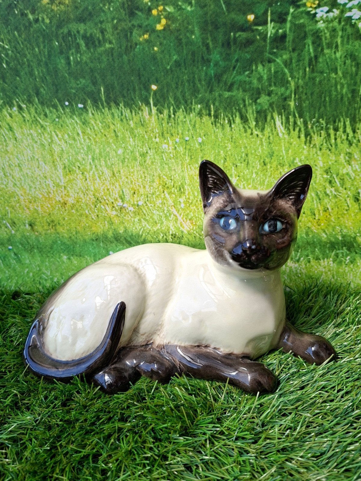 Prachtige Beswick Engeland Liggende Siamees Kat Beeldje, Antiek en Kunst, Antiek | Keramiek en Aardewerk, Ophalen of Verzenden
