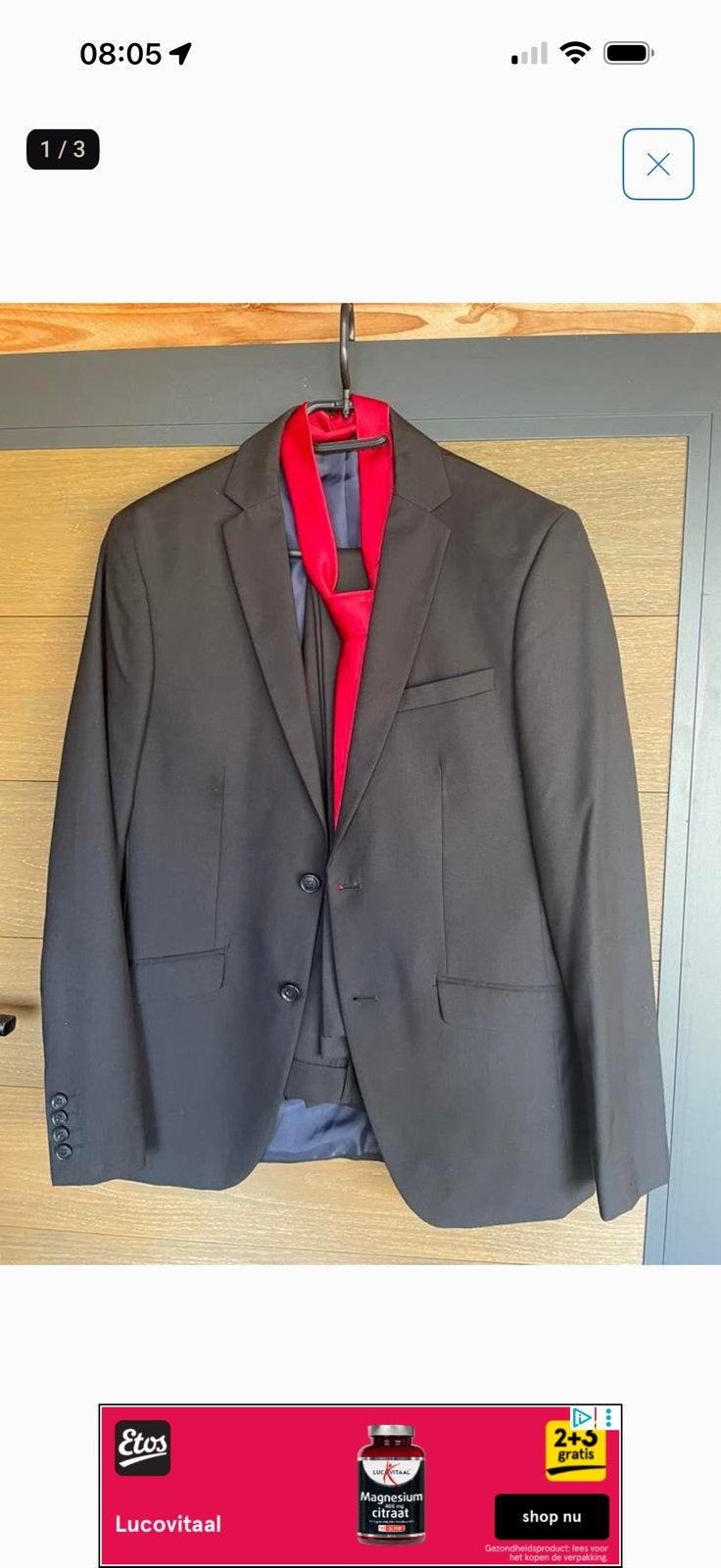 Gala kostuum Angelo Litrico mt 44 (XS) zwart (slimfit), Ophalen, Zo goed als nieuw, Maat 46 (S) of kleiner, Zwart