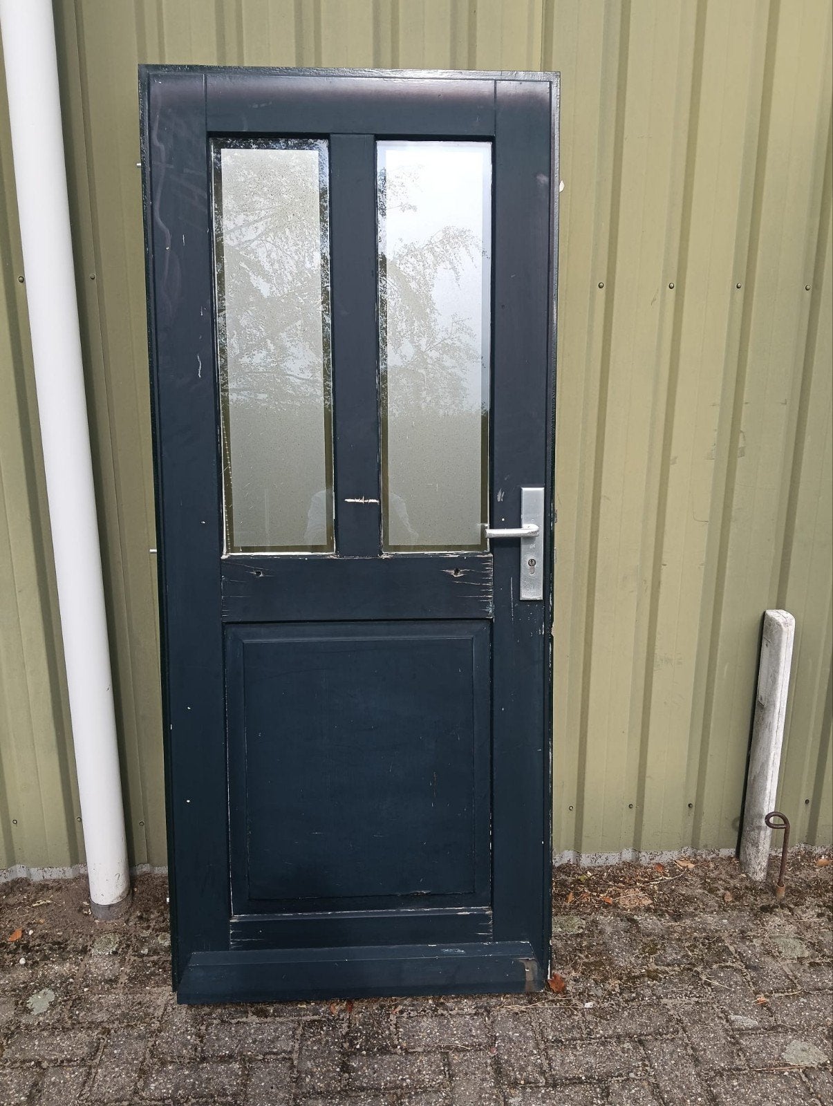 Stevige buitendeur met glas en 3-puntssluiting, Ophalen, Gebruikt, 200 tot 215 cm, Glas