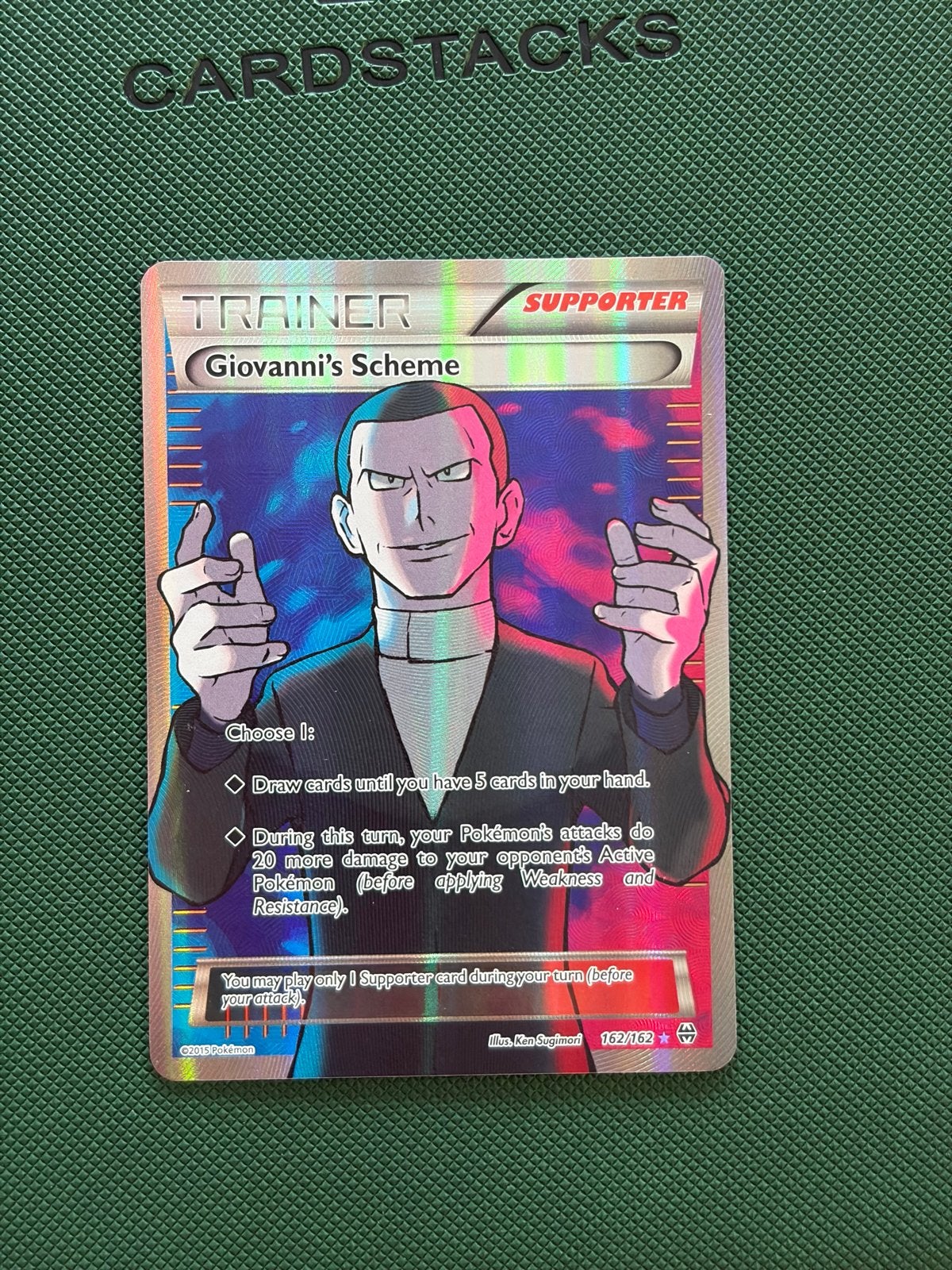 Pokémon Giovanni's Scheme (BKT 162) BREAKthrough, Ophalen of Verzenden, Zo goed als nieuw, Losse kaart, Foil