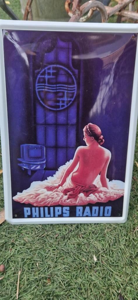 Mooie replica PHILIPS emaille radio reclame bord(brocante), Ophalen of Verzenden, Gebruikt, Reclamebord