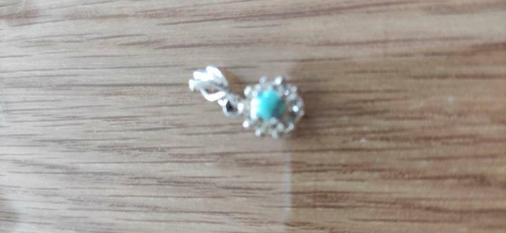 Echte zilveren kettinghanger 925k met blauw/wit stenen, Ophalen of Verzenden, Nieuw, Zilver, Zilver