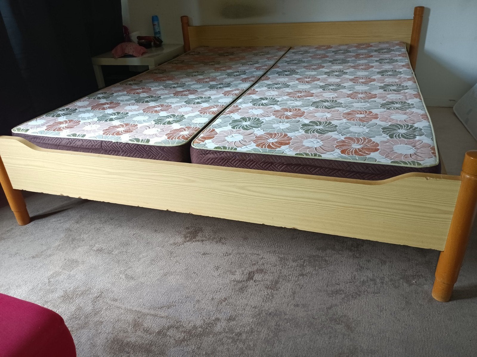 GRATIS 2 pers. Auping bed inclusief 3  matrassen en bodem, Huis en Inrichting, Slaapkamer | Bedden, Ophalen, Bruin, Tweepersoons