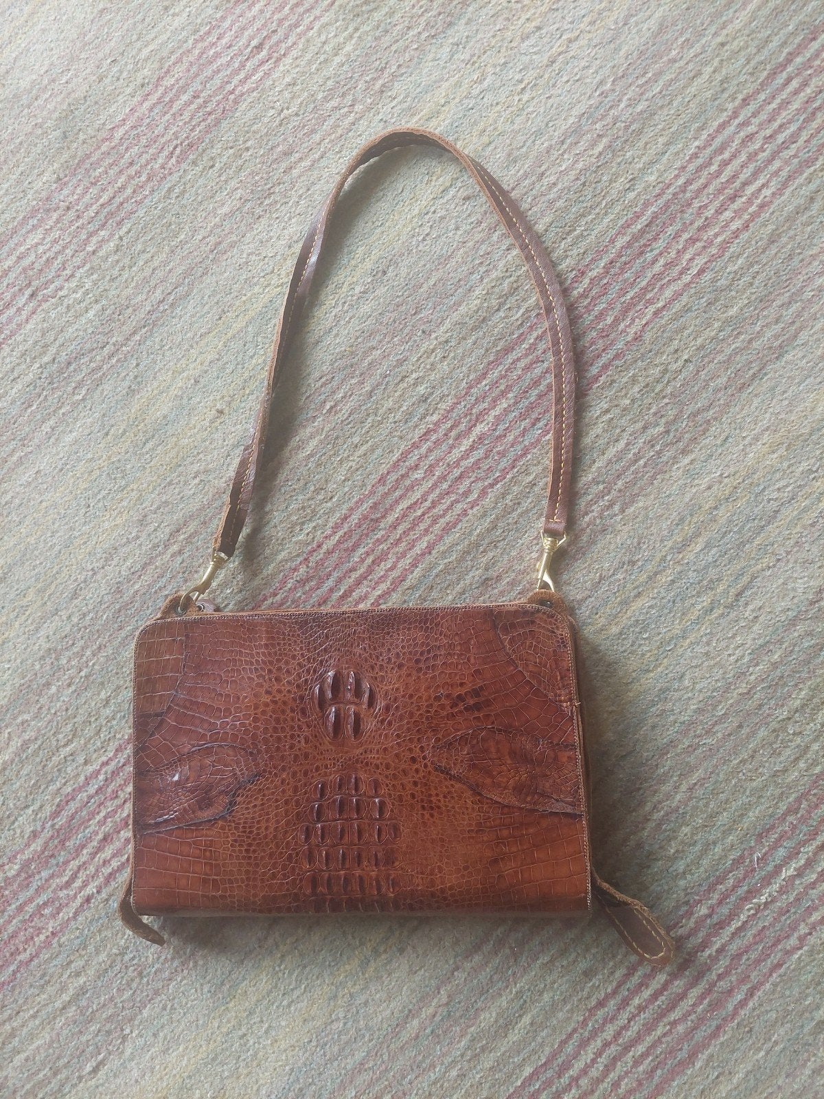 Vintage krokodillenleren aktentas., Ophalen of Verzenden, Zo goed als nieuw, Beige