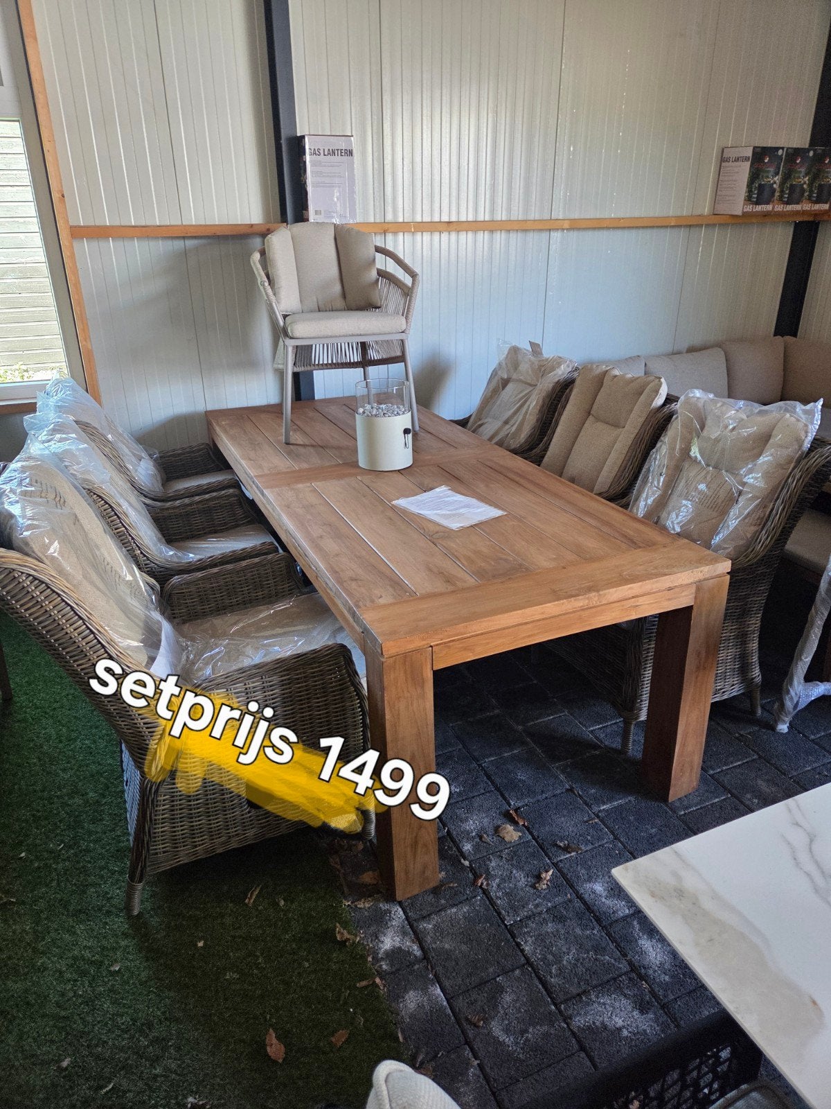 GARDEN IMPRESSIONS TUINSET TEAKHOUTEN TAFEL + 6 STOELEN, Ophalen, Nieuw