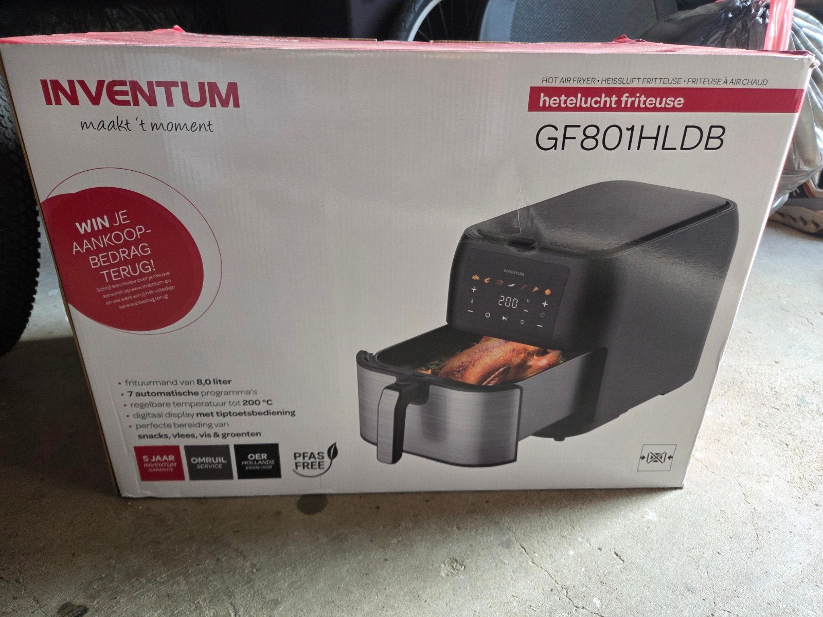 Inventum GF801HLDB hetelucht friteuse (airfryer), 4 liter of meer, Ophalen, Nieuw