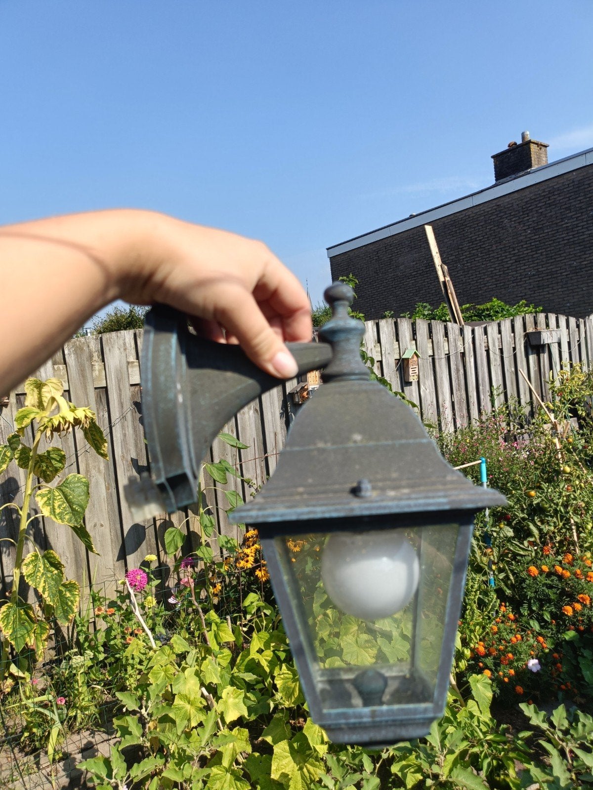 Mooie karaktervolle Buitenlamp, Ophalen, Gebruikt, Netvoeding, Wandlamp