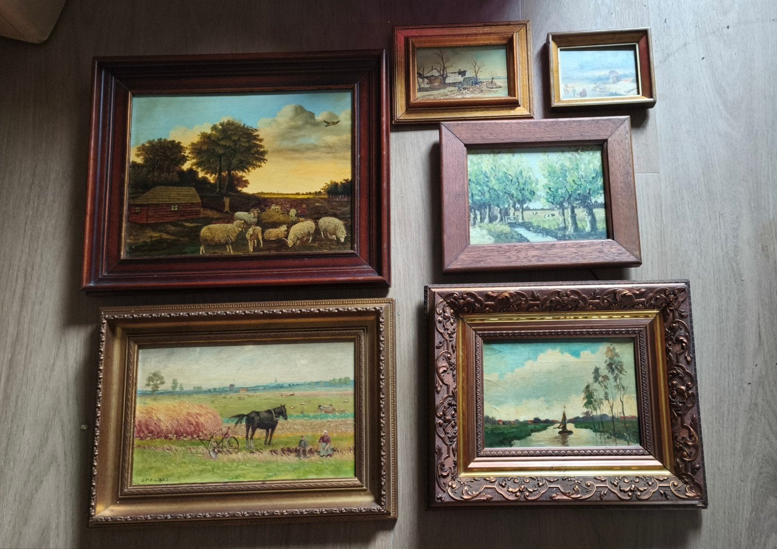 Diverse prachtige lijsten Oud Hollandse landschapjes, Antiek en Kunst, Kunst | Schilderijen | Klassiek, Ophalen of Verzenden
