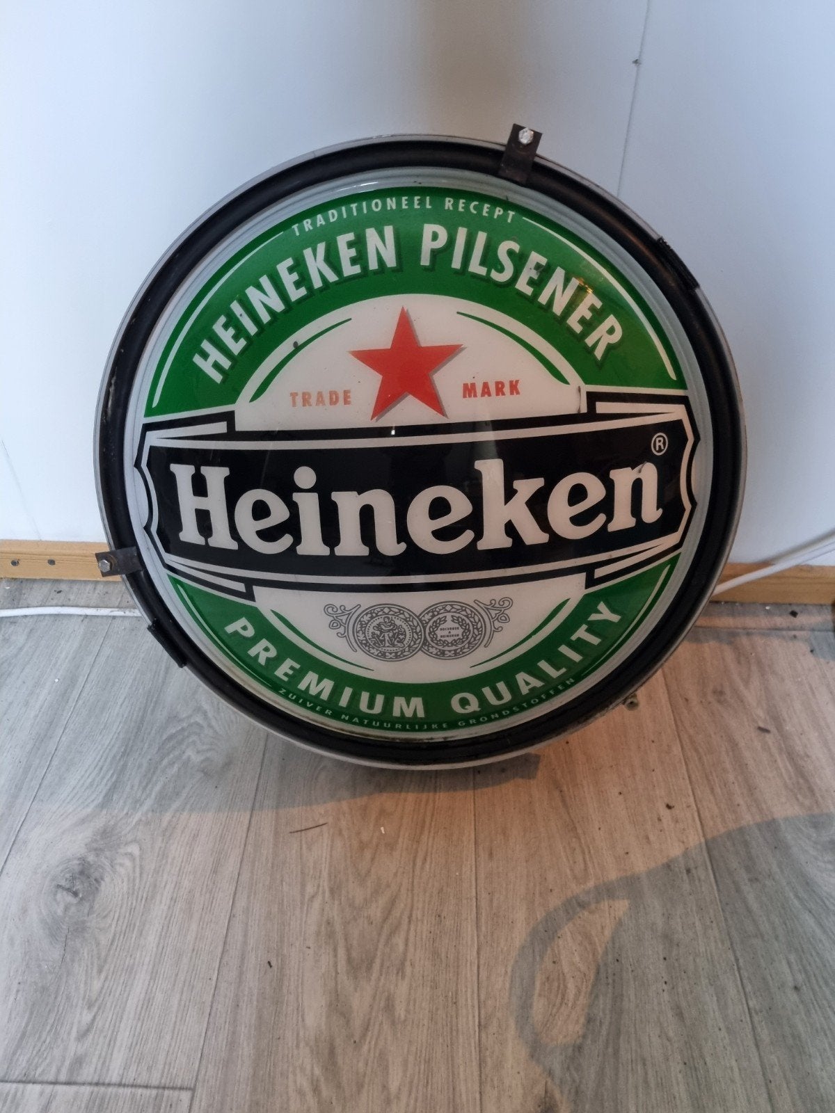 Heineken lichtbak lamp gevel bord 50 verlichting, Ophalen of Verzenden, Gebruikt, Reclamebord, Plaat of Schild, Heineken