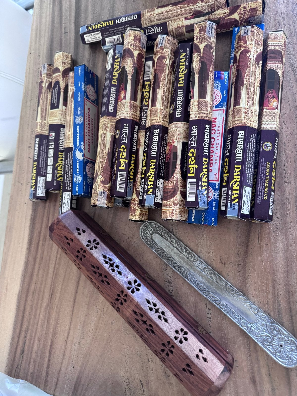 Wierookpakket: Bharath Darshan, Nag Champa & houder, Hout, Nieuw, Ophalen of Verzenden, Oosters