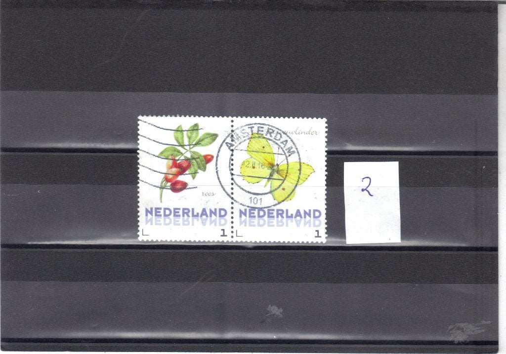 Nederland Kaderpostzegel Vlinders en plant gest 2, Ophalen of Verzenden, Gestempeld