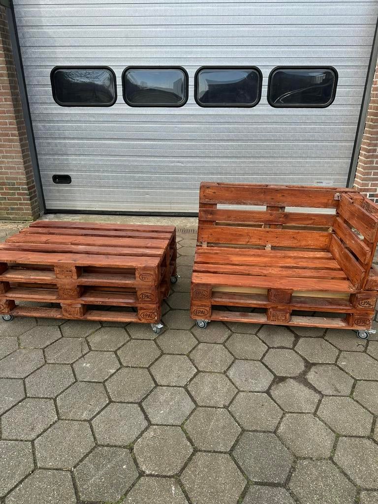 Palletbank n pallettafel, Ophalen of Verzenden, Zo goed als nieuw, Hout