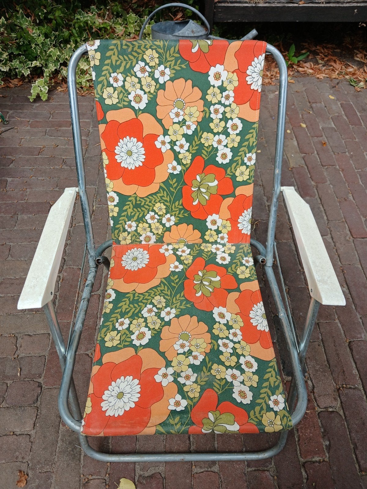 Vintage Opvouwbare Tuinstoelen met Bloemenprint, Ophalen, Gebruikt