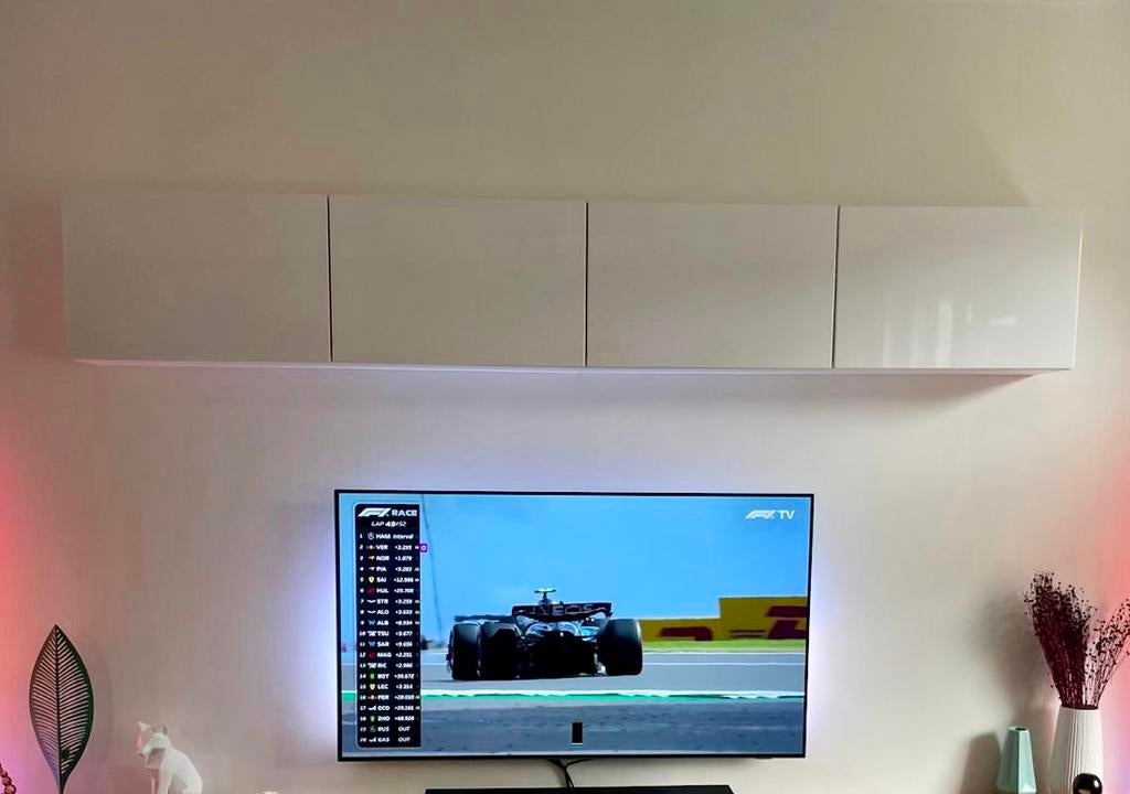 4 IKEA Besta kasten met hoogglans deuren, Ophalen, Kunststof, Gebruikt, Minder dan 100 cm