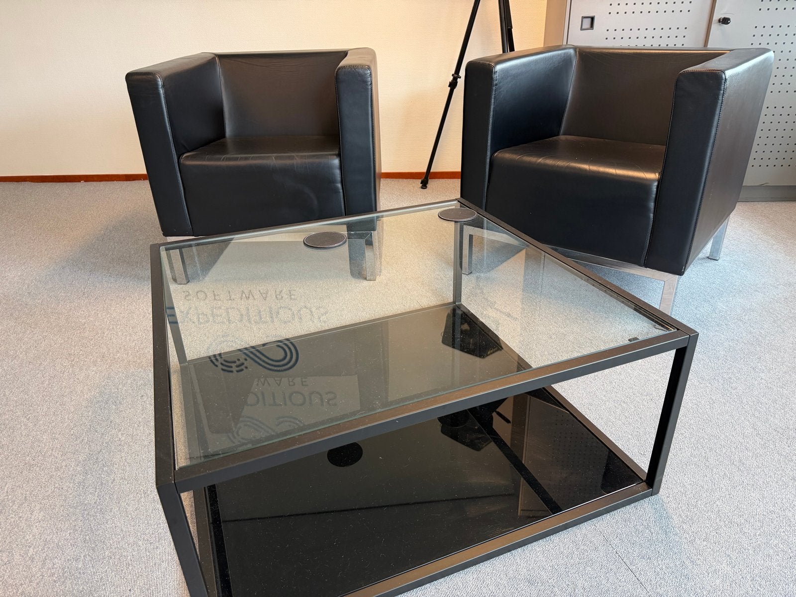 2 Leren Fauteuils - Zwart, 68x65x68cm, Gebruikt, Twee, Zwart, Leer
