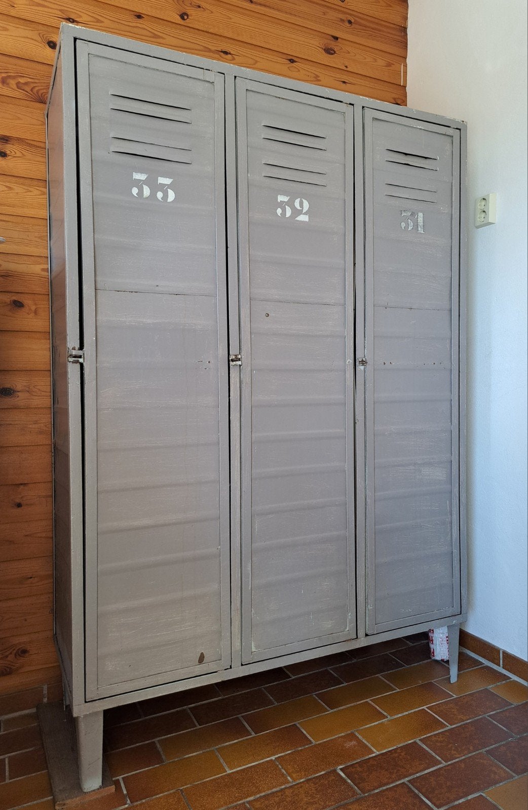 Stoere, industriële lockerkast, metalen kast, 3 deuren, Ophalen, Gebruikt, Industrieel, stoer, vintage, landelijk