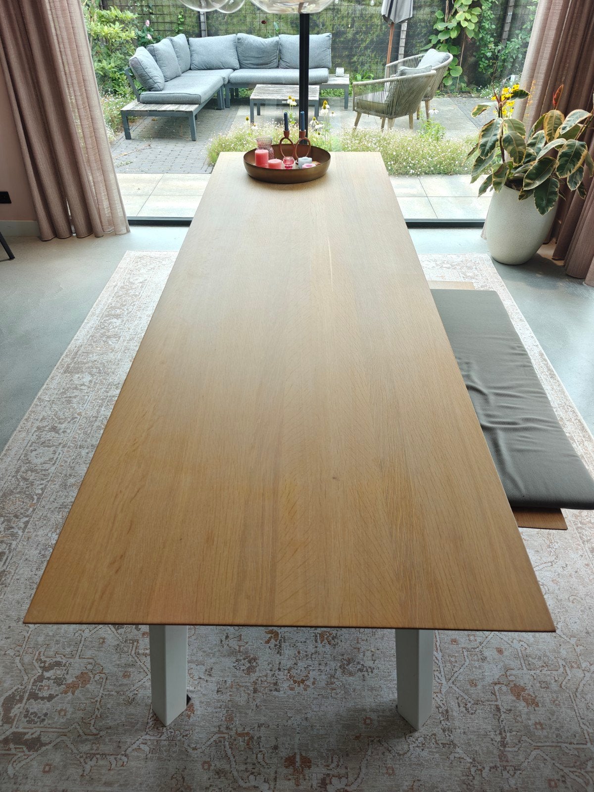 Studio HENK eettafel (280*90) met bijpassende eetbank, Ophalen, Gebruikt, Eikenhout, 200 cm of meer