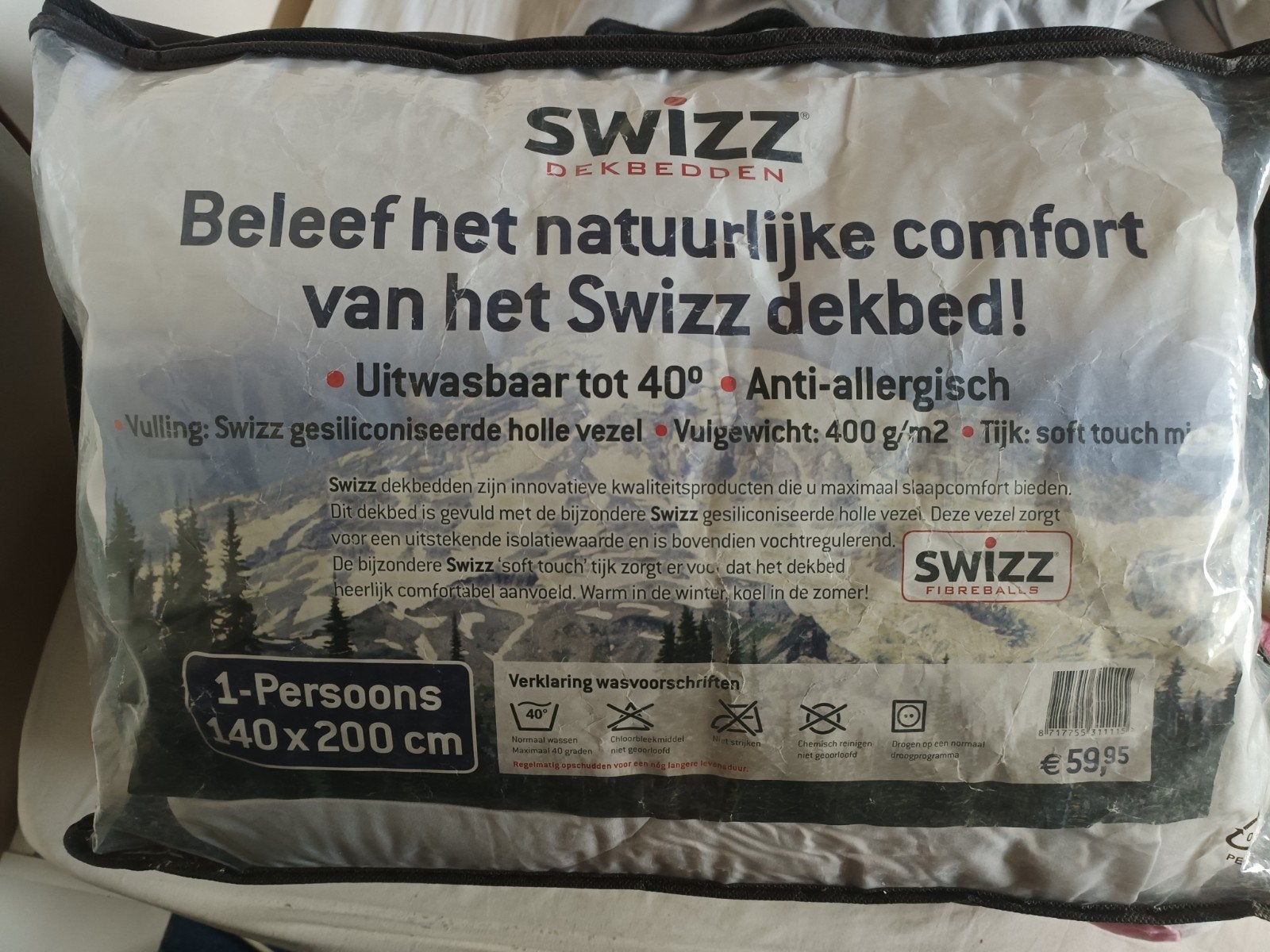 2x Swizz Dekbed 1-persoons Anti-allergisch & Wasbaar, Eenpersoons, Wit, Nieuw, Ophalen of Verzenden