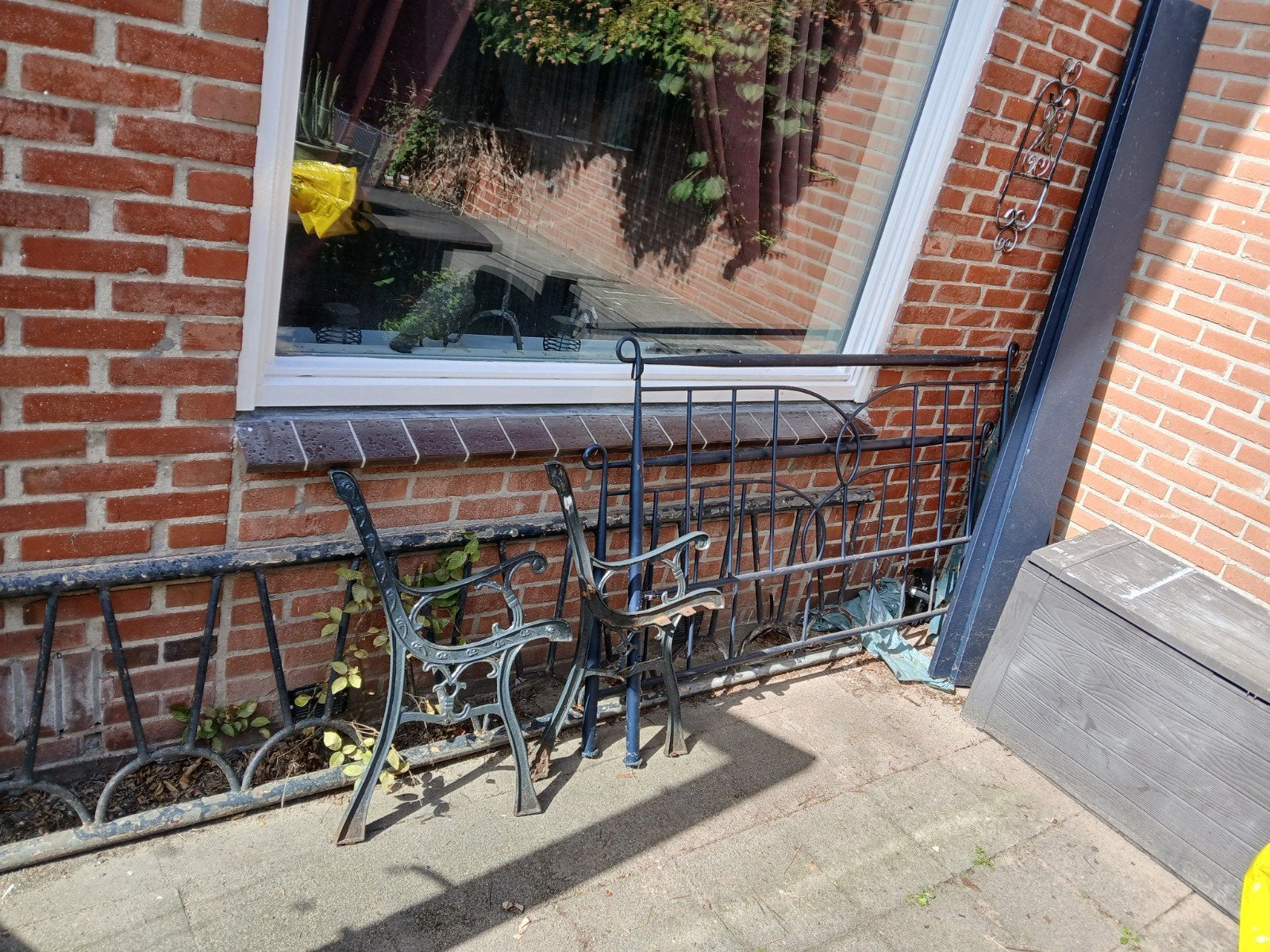 Metalen bedframe, tuinbankframe en hekwerk, Ophalen, Gebruikt, IJzer, Sierhekwerk