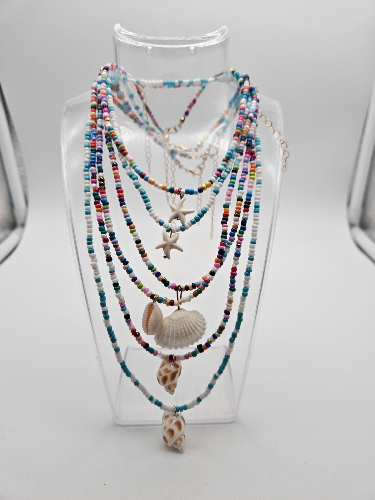 ketting beach kralenketting met schelp of zeester, Sieraden, Tassen en Uiterlijk, Met hanger, Overige materialen, Overige kleuren