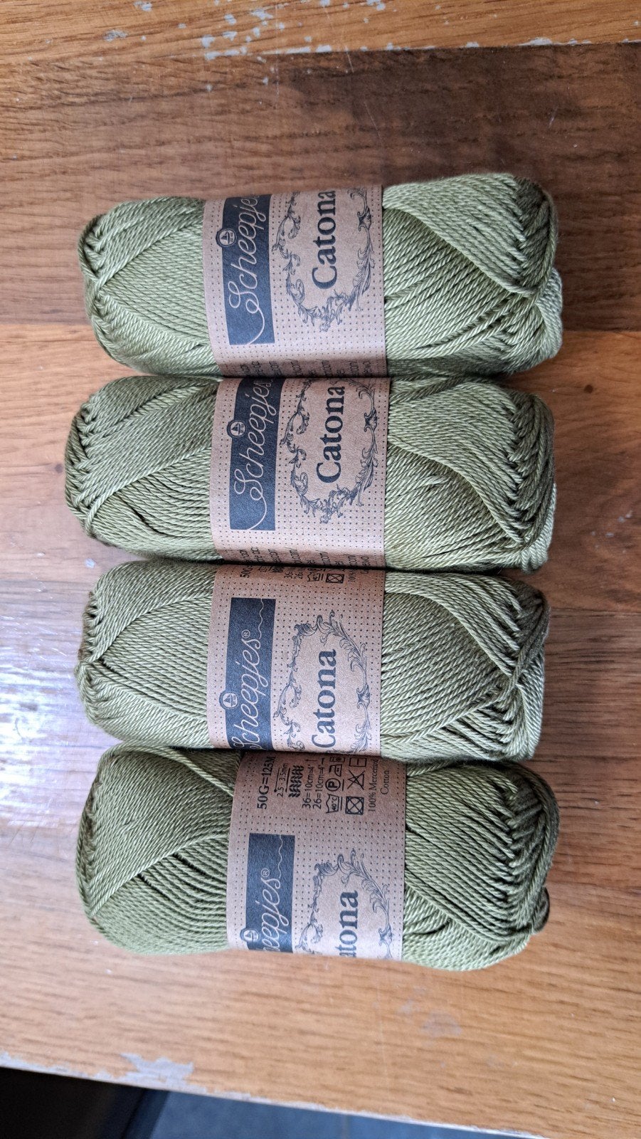 4 bollen 395 Scheepjes Catona 50g - Nieuw, Breien of Haken, Nieuw, Ophalen of Verzenden, E
