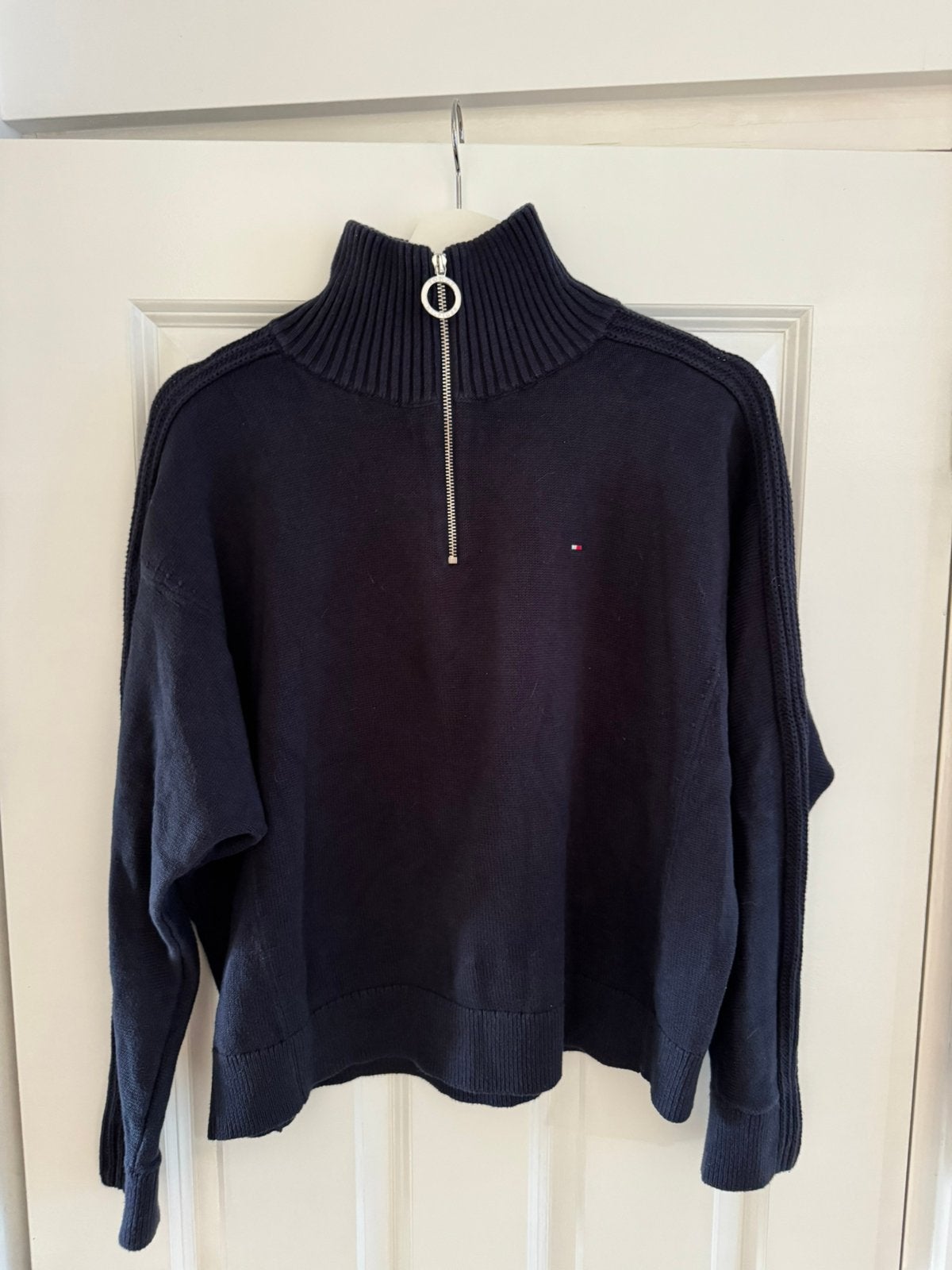Tommy Hilfiger nette trui met rits. Maat M. Blauw, Ophalen of Verzenden, Zo goed als nieuw, Maat 38/40 (M), Blauw