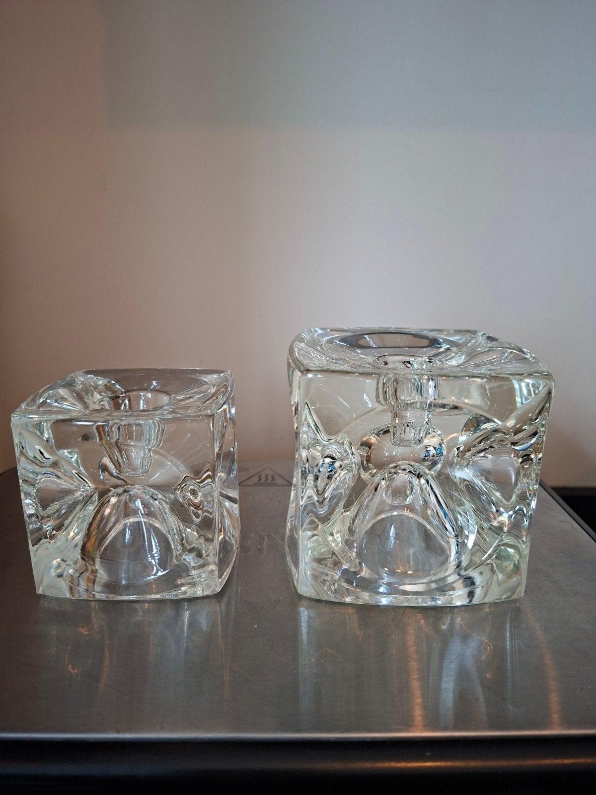 Set van 2 Vintage Kristallen Kandelaren R. Jurnikl Sklo U, Ophalen of Verzenden