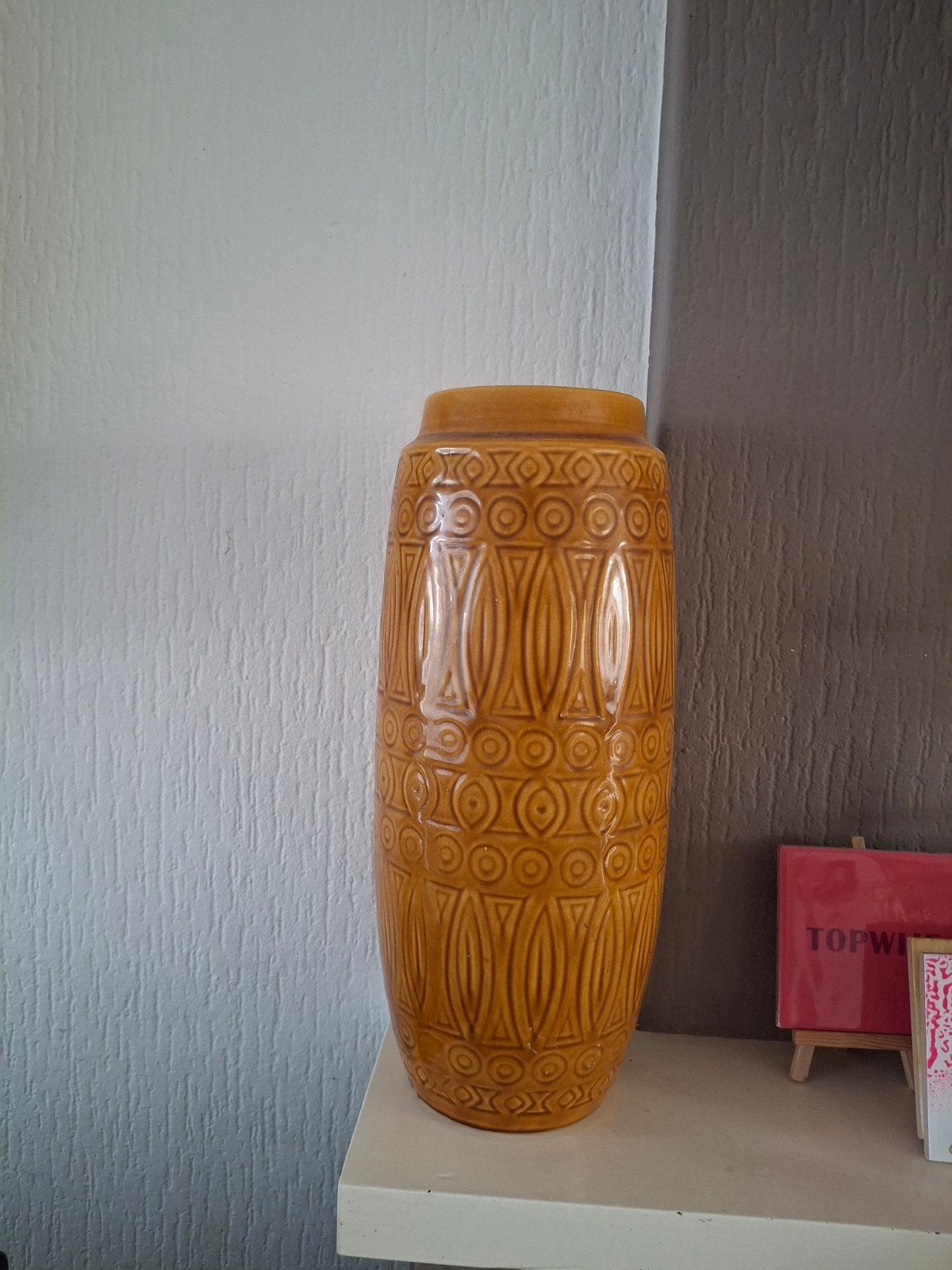 Vintage bruine bay keramik vaas circa 40 cm, Ophalen of Verzenden