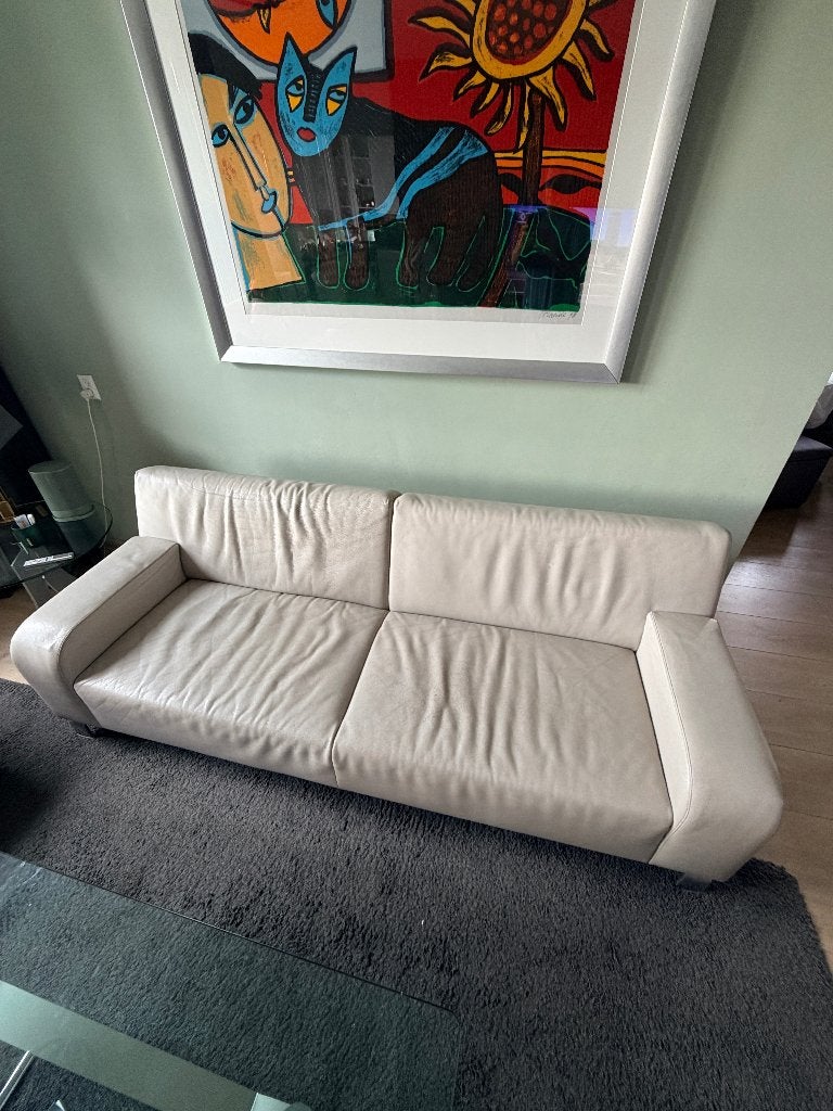 Leolux B-Flat 3 zits bank leer, 250 tot 300 cm, Gebruikt, Tweepersoons, Ophalen of Verzenden