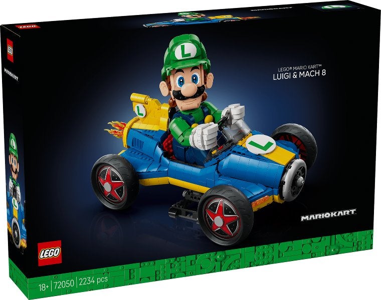 Lego Super Mario set 72050 Mario Kart: Luigi en Mach 8, Overige thema's, Lego, Nieuw, Ophalen of Verzenden