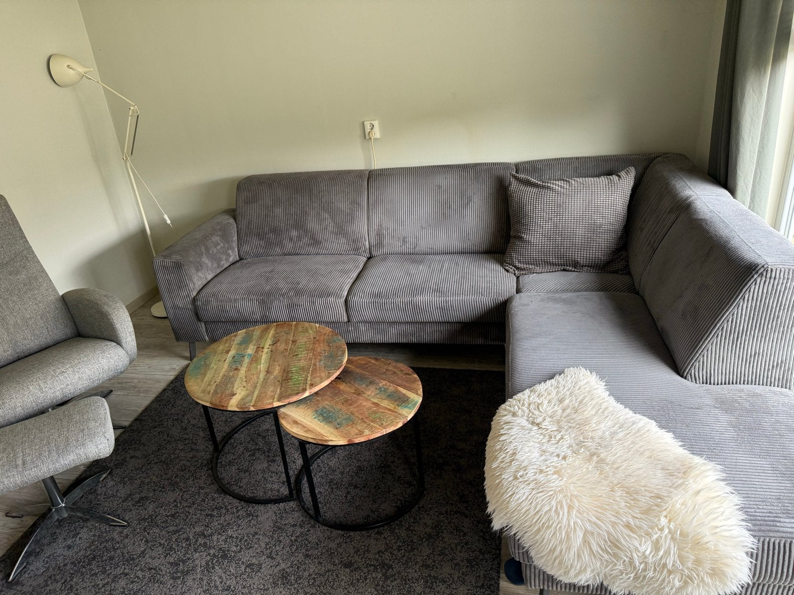 Gratis ribstof hoekbank, af te halen in Lobith, Huis en Inrichting, Banken | Bankstellen, Ophalen, 250 tot 300 cm, Gebruikt, Hoekbank