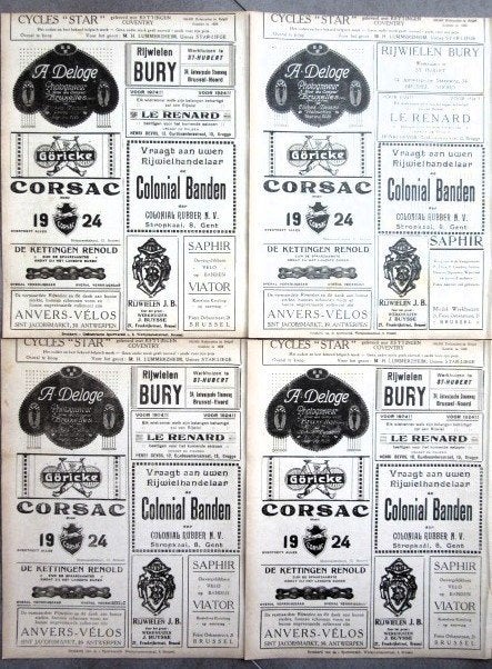 13 bladzijden vintage reclames fiets 1924 fietsen onderdelen, Ophalen of Verzenden, Gebruikt, Overige typen