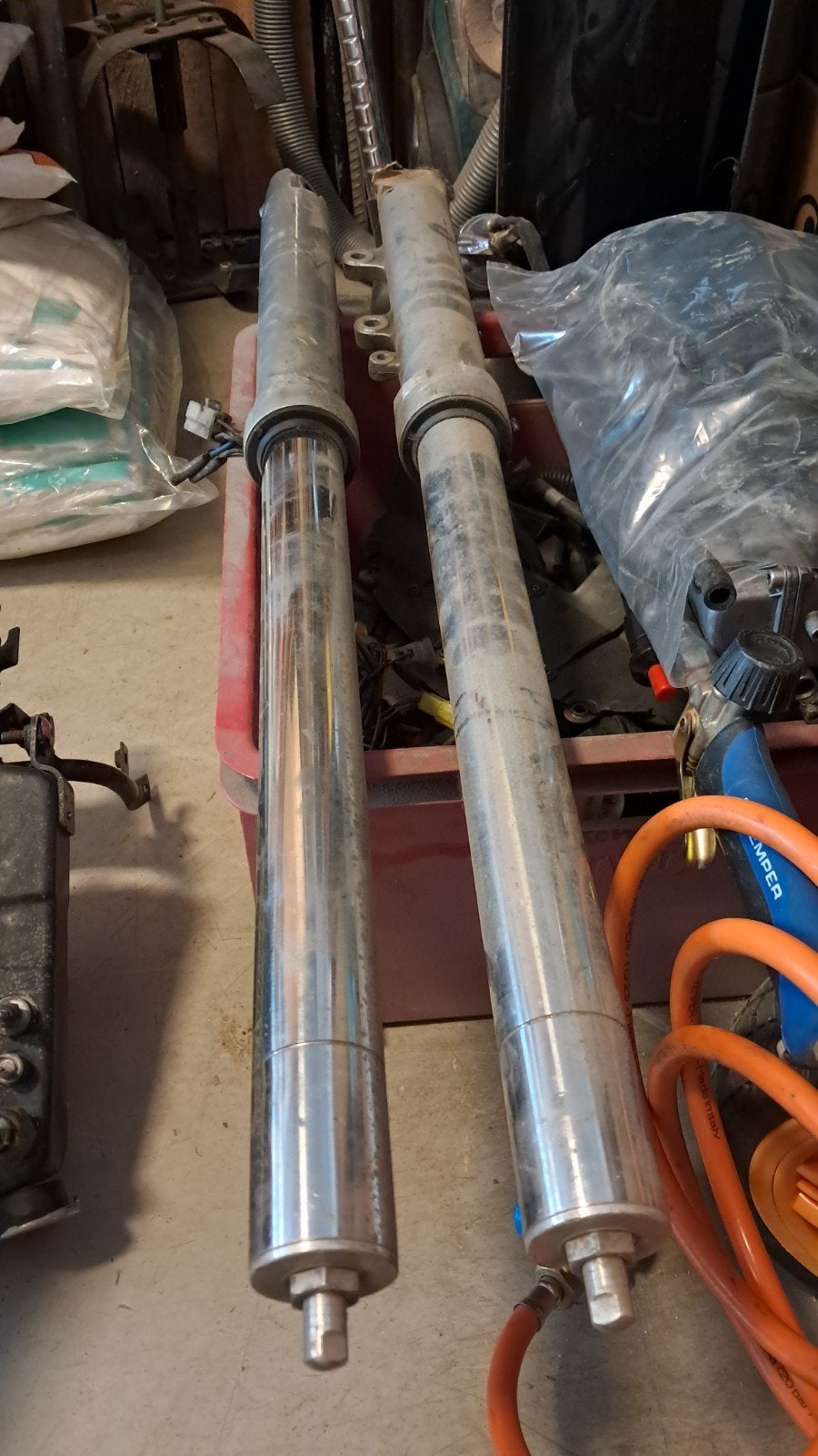 voorvork poten / uitlaat spruitstuk yamaha FZR 1000cc, Ophalen of Verzenden