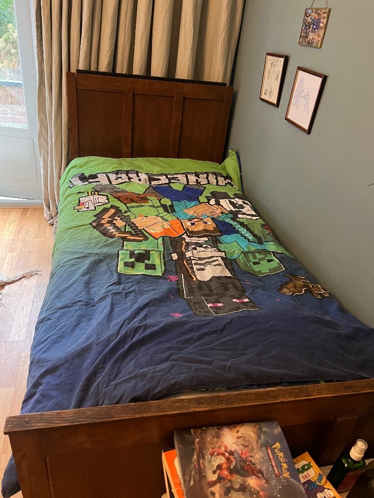 Eenpersoonsbed hout, Ophalen, Gebruikt, 90 cm, Eenpersoons