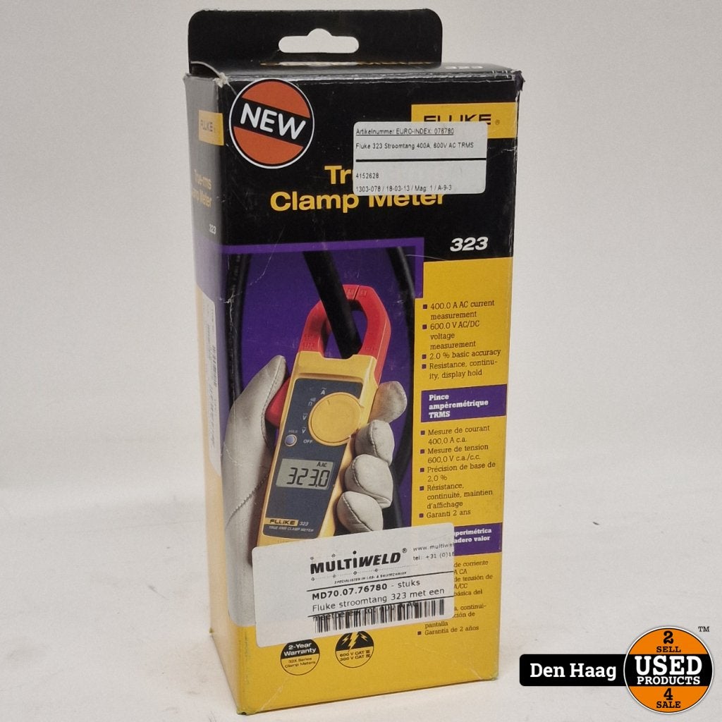 Fluke 323 True RMS Stroomtang 400A / 600V | Nieuw, Fluke, Gebruikt, https://www.fluke.com/nl-nl/ondersteuning/contact, 6920 Seaway Blvd, Everett, WA 98203, Verenigde Staten