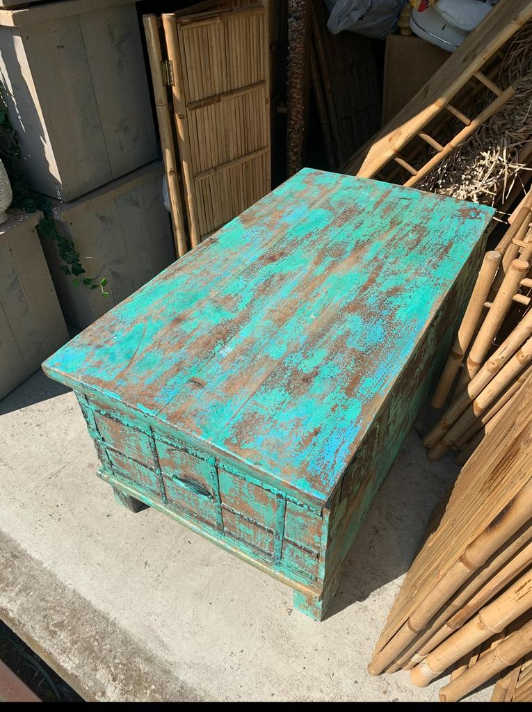 Luxe turquoise tafel, Ophalen, Zo goed als nieuw, Minder dan 50 cm