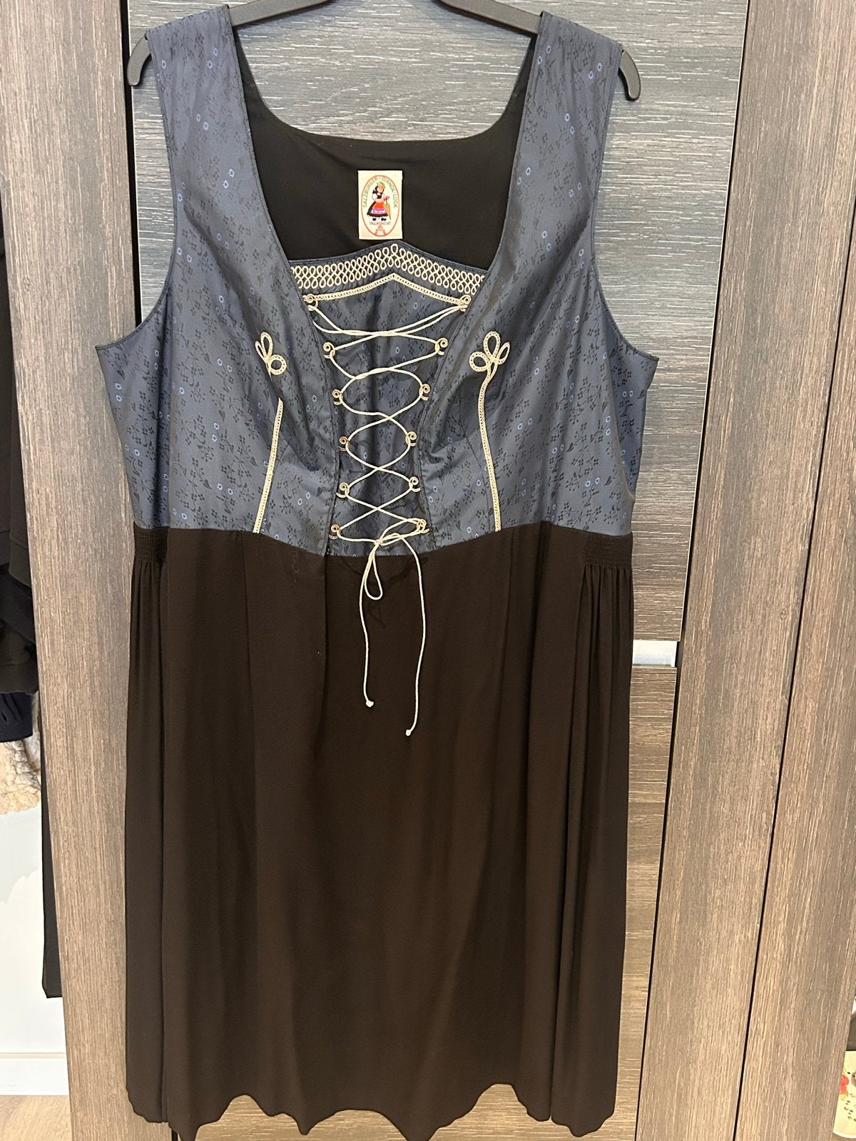 Dirndl jurk met schort - Blauw/Zwart mt 52/54, Kleding | Dames, Ophalen, Blauw, Maat 46/48 (XL) of groter, Zo goed als nieuw