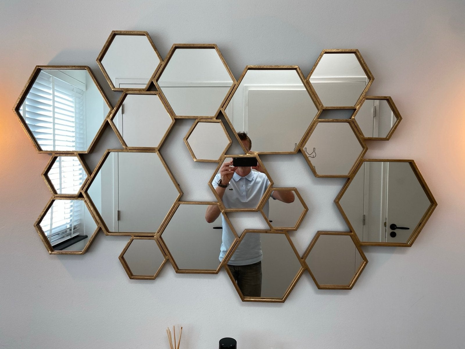 Lifestyle Home Collection spiegel Hexagon L – goud, Ophalen, 100 tot 150 cm, 125 cm of meer, Zo goed als nieuw