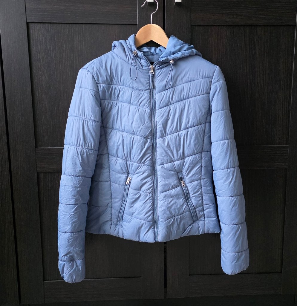 Blauwe herfstjas Bershka - Maat M, Maat 38/40 (M), Blauw, Zo goed als nieuw, Bershka