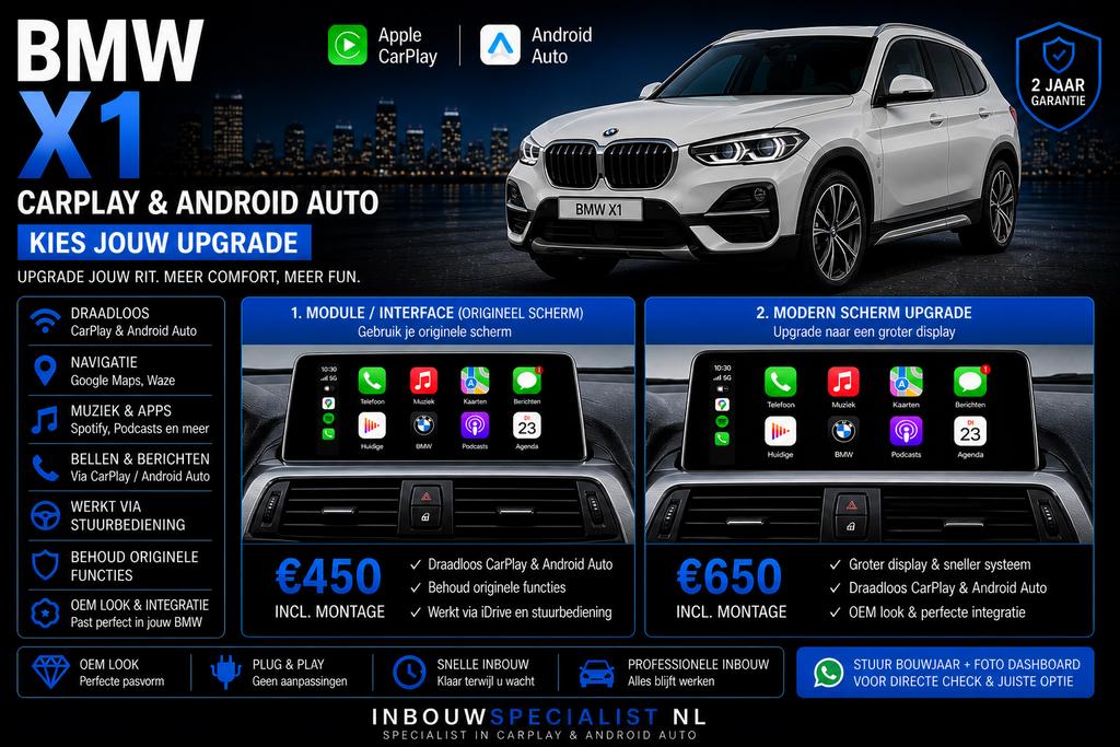 BMW X1 CarPlay Android Auto | Scherm of Interface | Inbouw, Ophalen, Nieuw