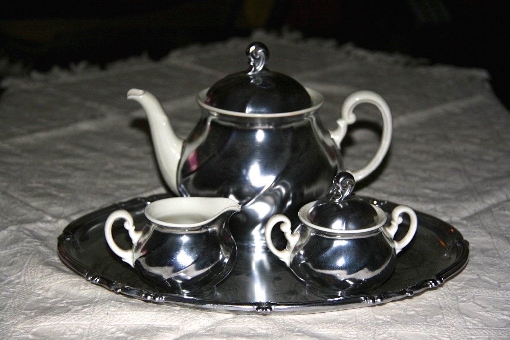Vintage Verzilverde Theeset met Dienblad, Ophalen of Verzenden