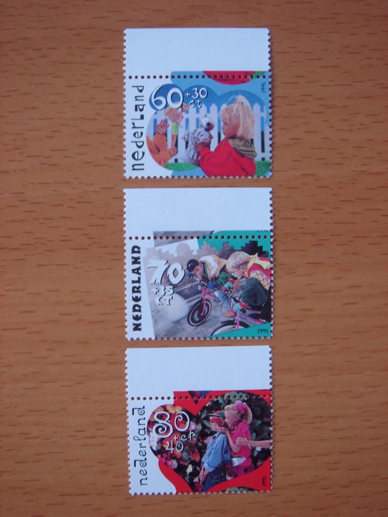 NVPH 1483, 1484 en 1485 Kinderzegels Kinderspelen 1991 3x, Postzegels en Munten, Ophalen of Verzenden, Na 1940, Postfris