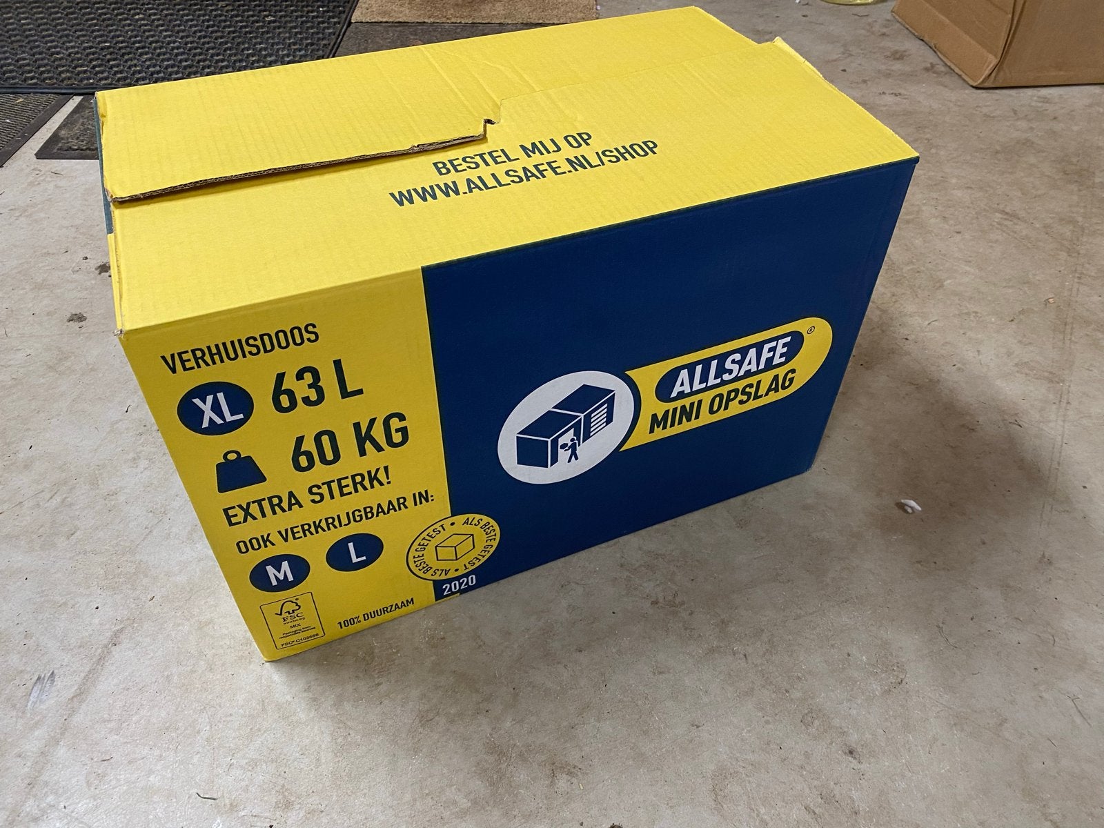 Allsafe Verhuisdozen XL 63L - Extra Sterk, Ophalen, Doos, 40 tot 60 cm, 50 tot 75 cm