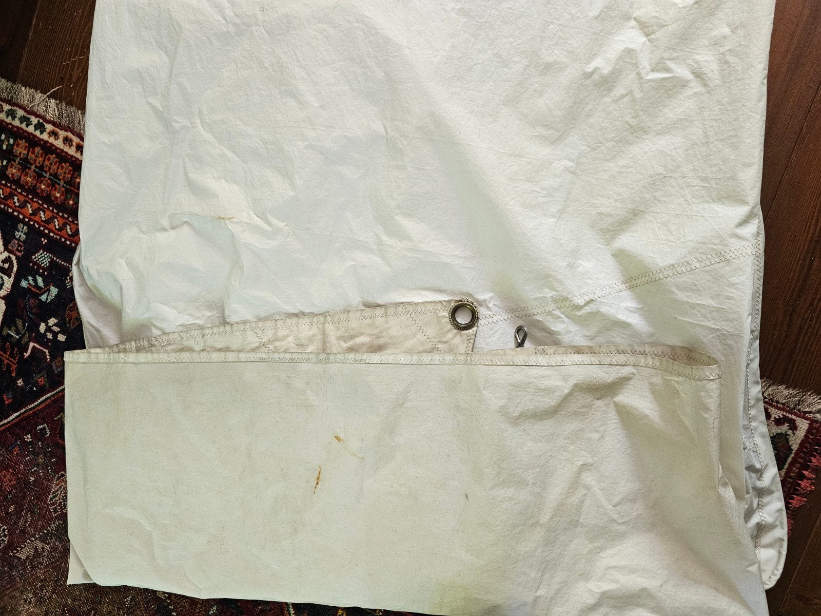 Witte fok en topzeil te koop., Watersport en Boten, Ophalen, Gebruikt, Genua of Fok, Minder dan 15 m²