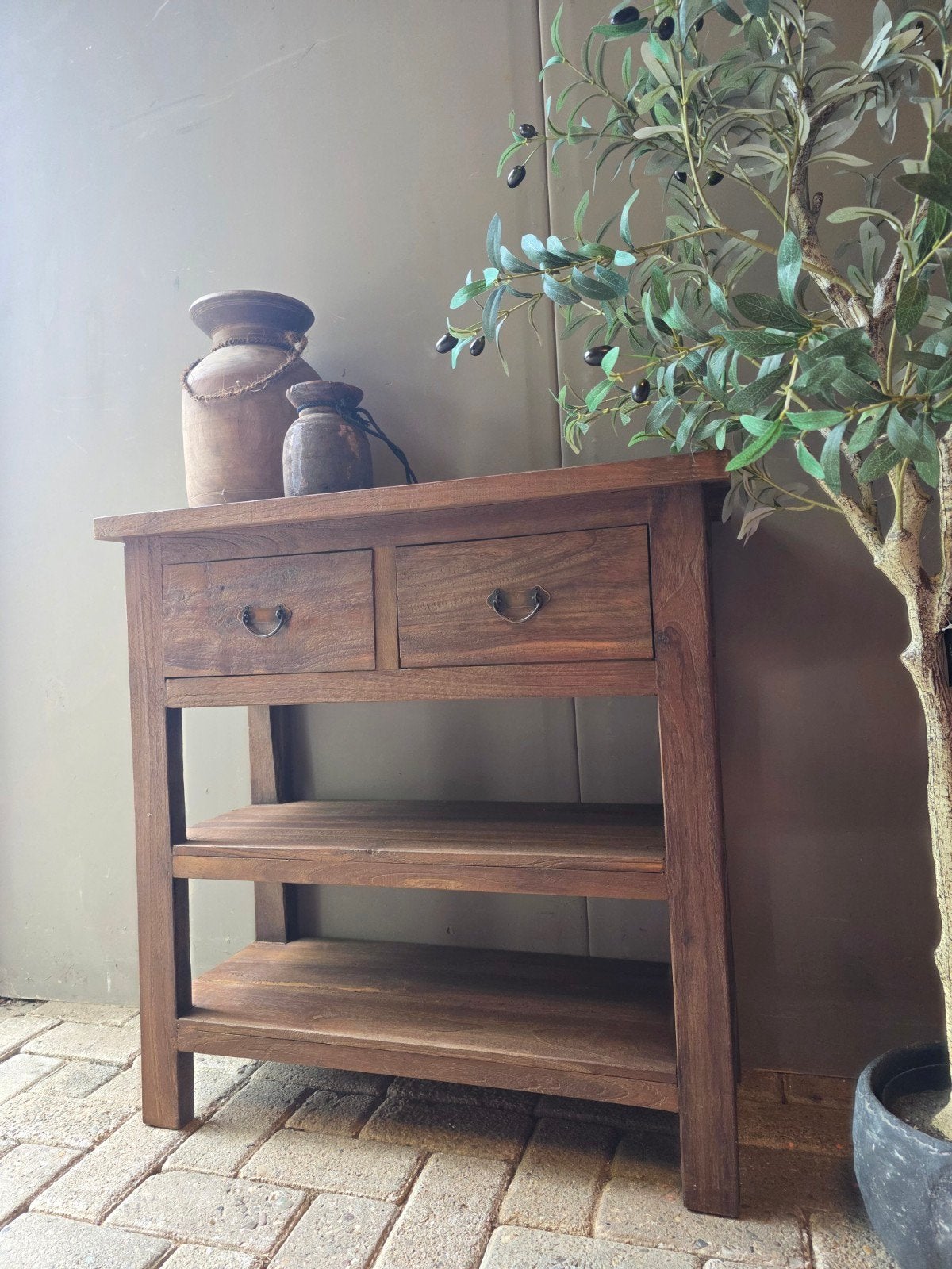 Kleine teakhouten sidetable nieuw bezorgen mogelijk, Ophalen of Verzenden, 25 tot 50 cm, Rechthoekig, 50 tot 100 cm