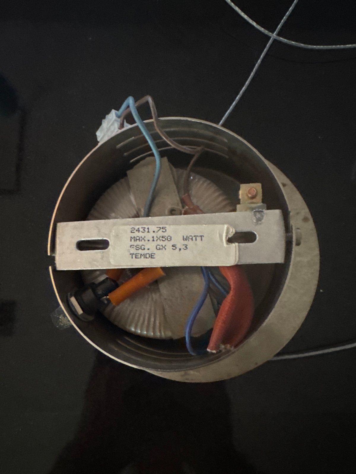 Temde plafondhanglamp met transformator 2431.75 50W, Metaal, Overige merken, Gebruikt, Overige fittingen
