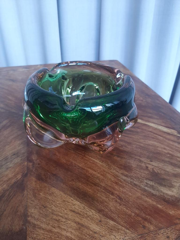 Vintage glazen asbak, Josef Hospodka., Antiek en Kunst, Antiek | Glas en Kristal, Ophalen