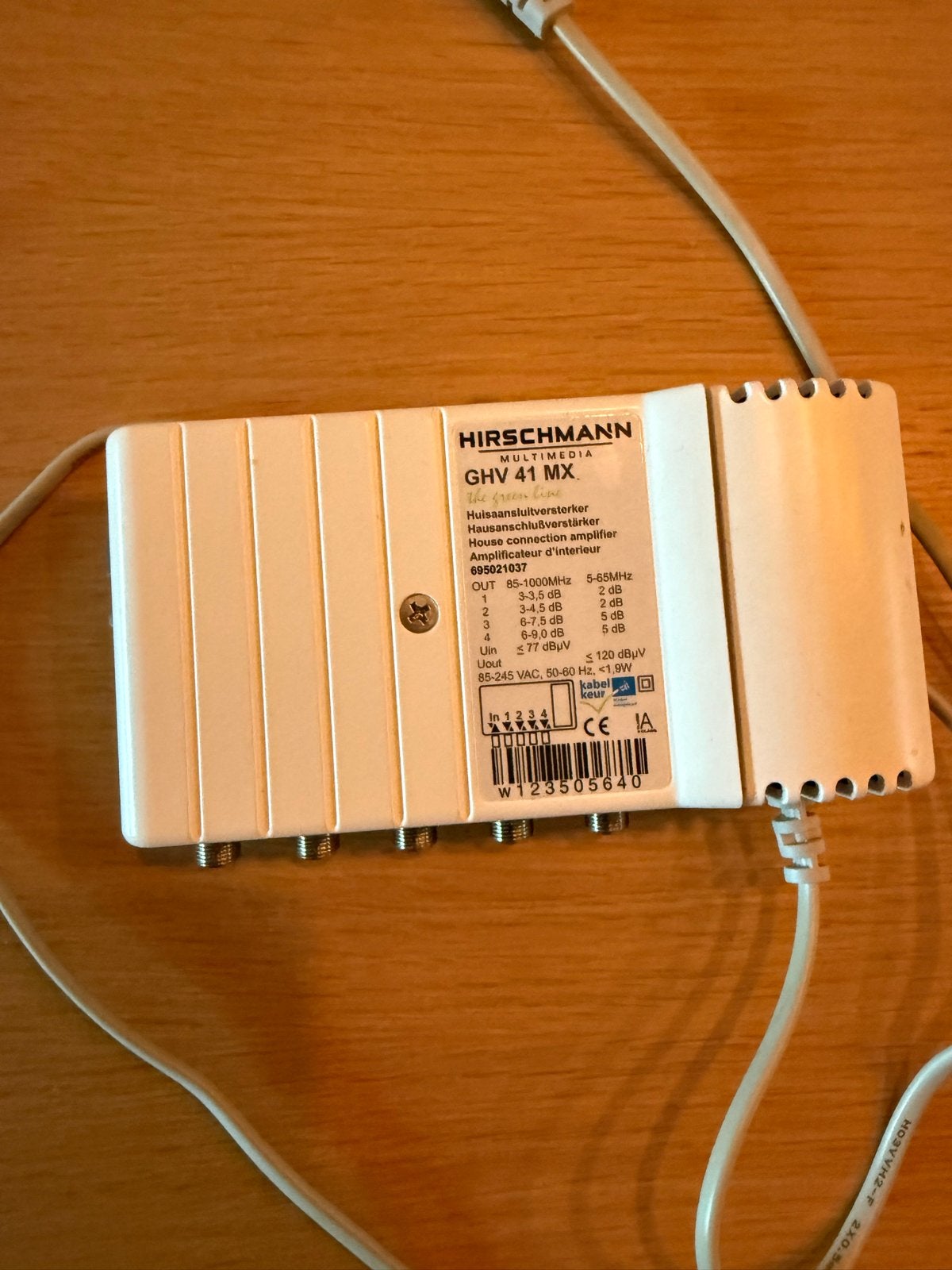 Hirschmann GHV 41 MX CAI/Coax versterker, Ophalen, Gebruikt, Minder dan 2 meter, Tv-kabel